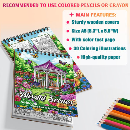 Netecom Blissful Scenes Coloring Sheets For Adults