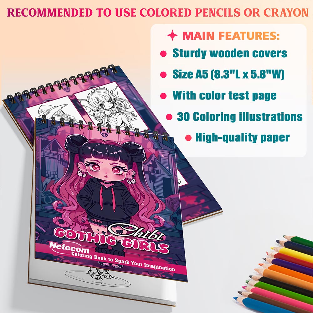 Netecom Chibi Gothic Girls Coloring Sheets For Adults