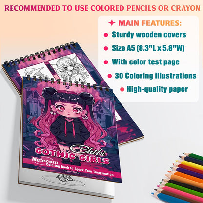 Netecom Chibi Gothic Girls Coloring Sheets For Adults