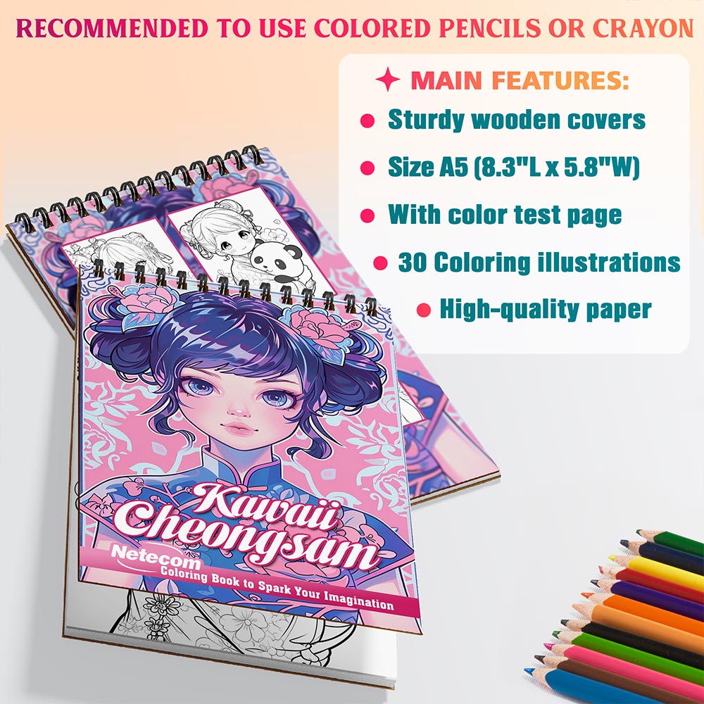 Netecom Kawaii Cheongsam Coloring Sheets For Adults