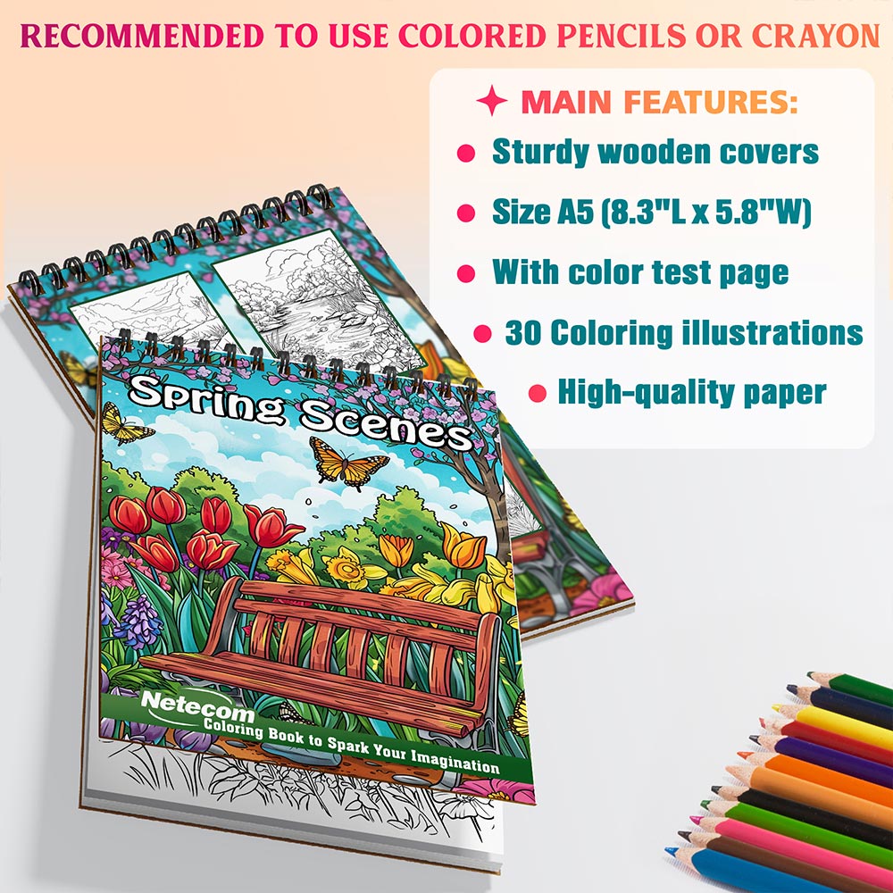 Netecom Spring Scenes Coloring Sheets For Adults