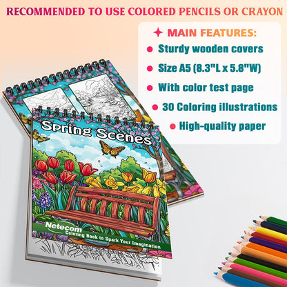 Netecom Spring Scenes Coloring Sheets For Adults