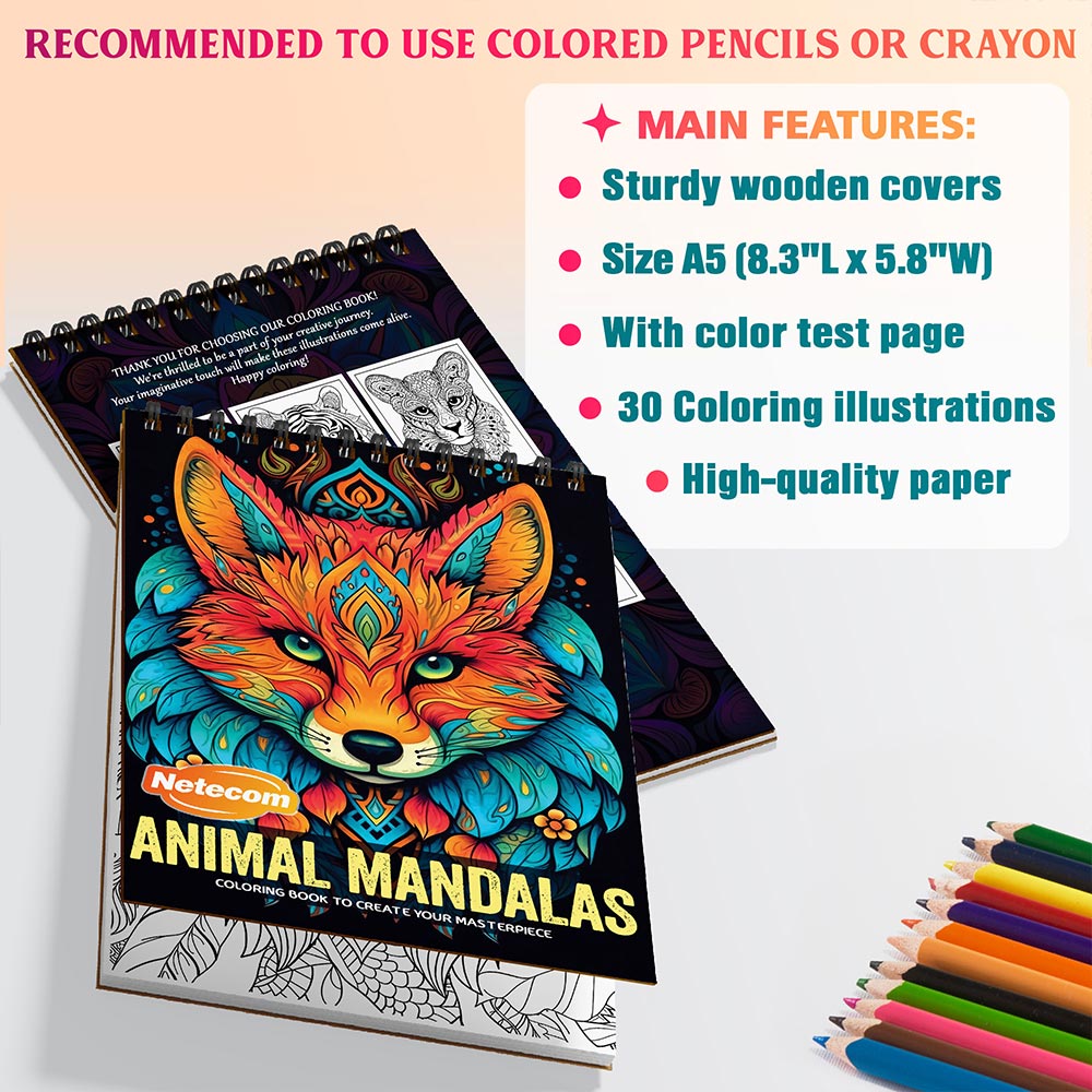 Netecom Animal Mandalas Coloring Sheets For Adults