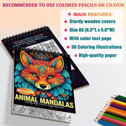 Netecom Animal Mandalas Coloring Sheets For Adults