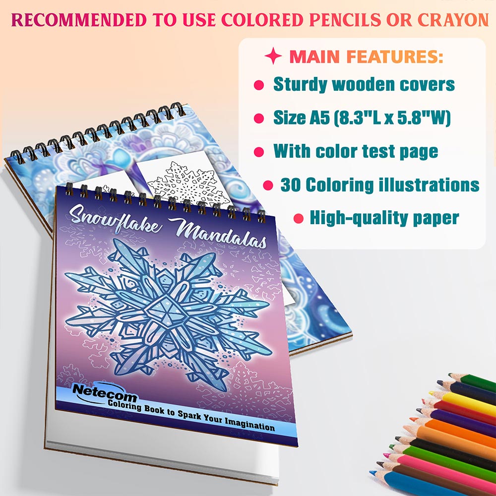Netecom Snowflake Mandalas Coloring Sheets For Adults