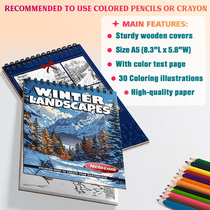 Netecom Winter Landscapes Coloring Sheets For Adults