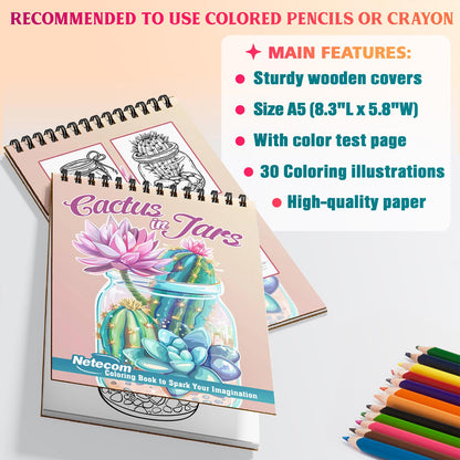 Netecom Cactus in Jars Coloring Sheets For Adults