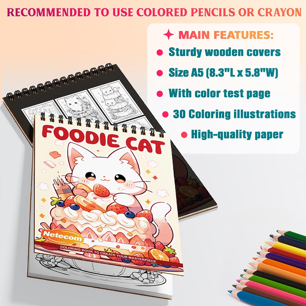 Netecom Foodie Cat Coloring Sheets For Adults