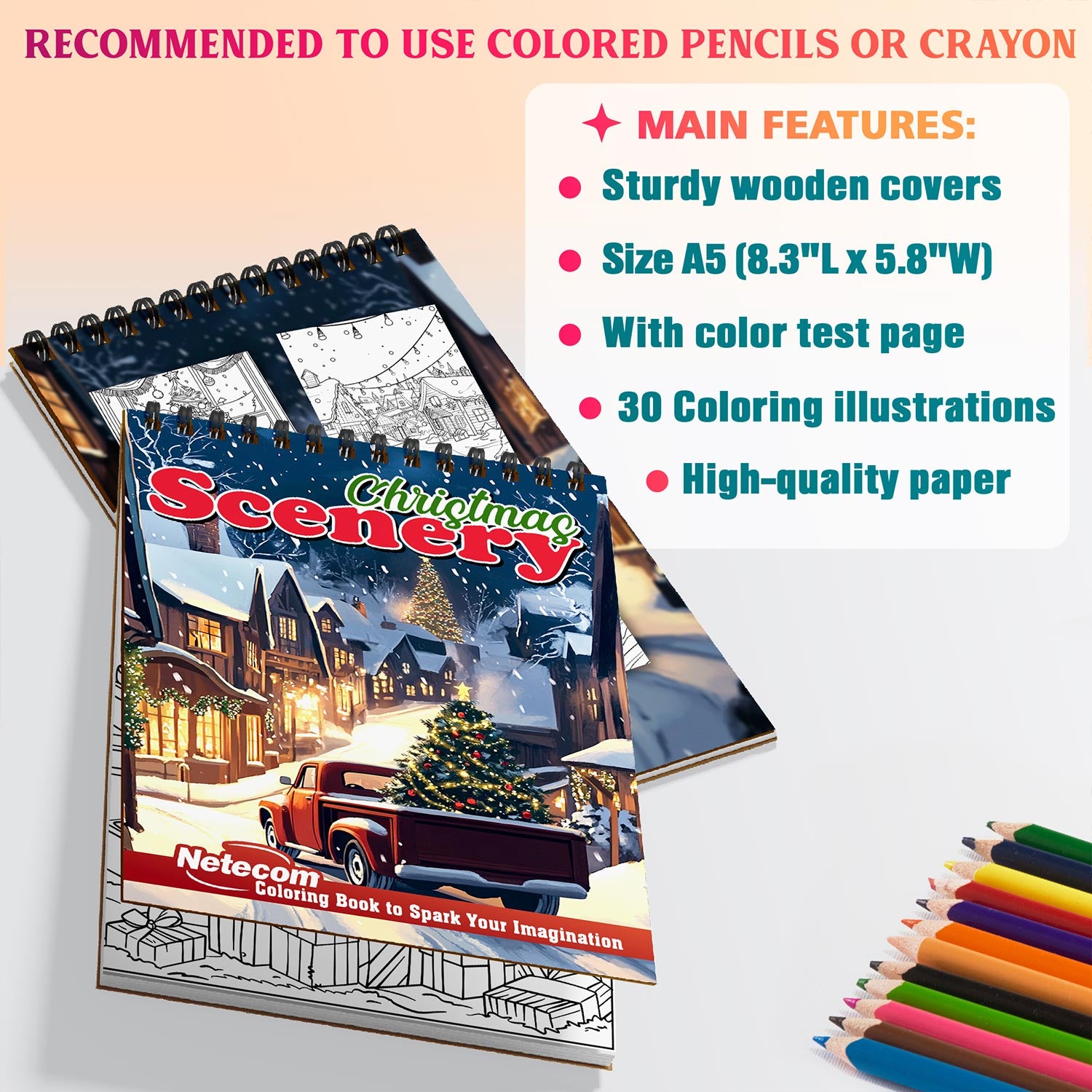 Netecom Christmas Scenery Coloring Sheets For Adults