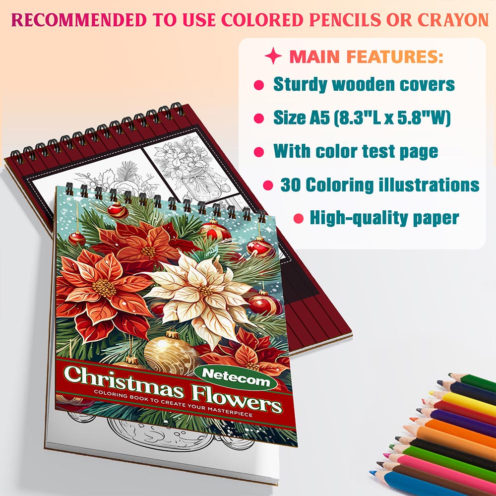 Netecom Christmas Flowers Coloring Sheets For Adults