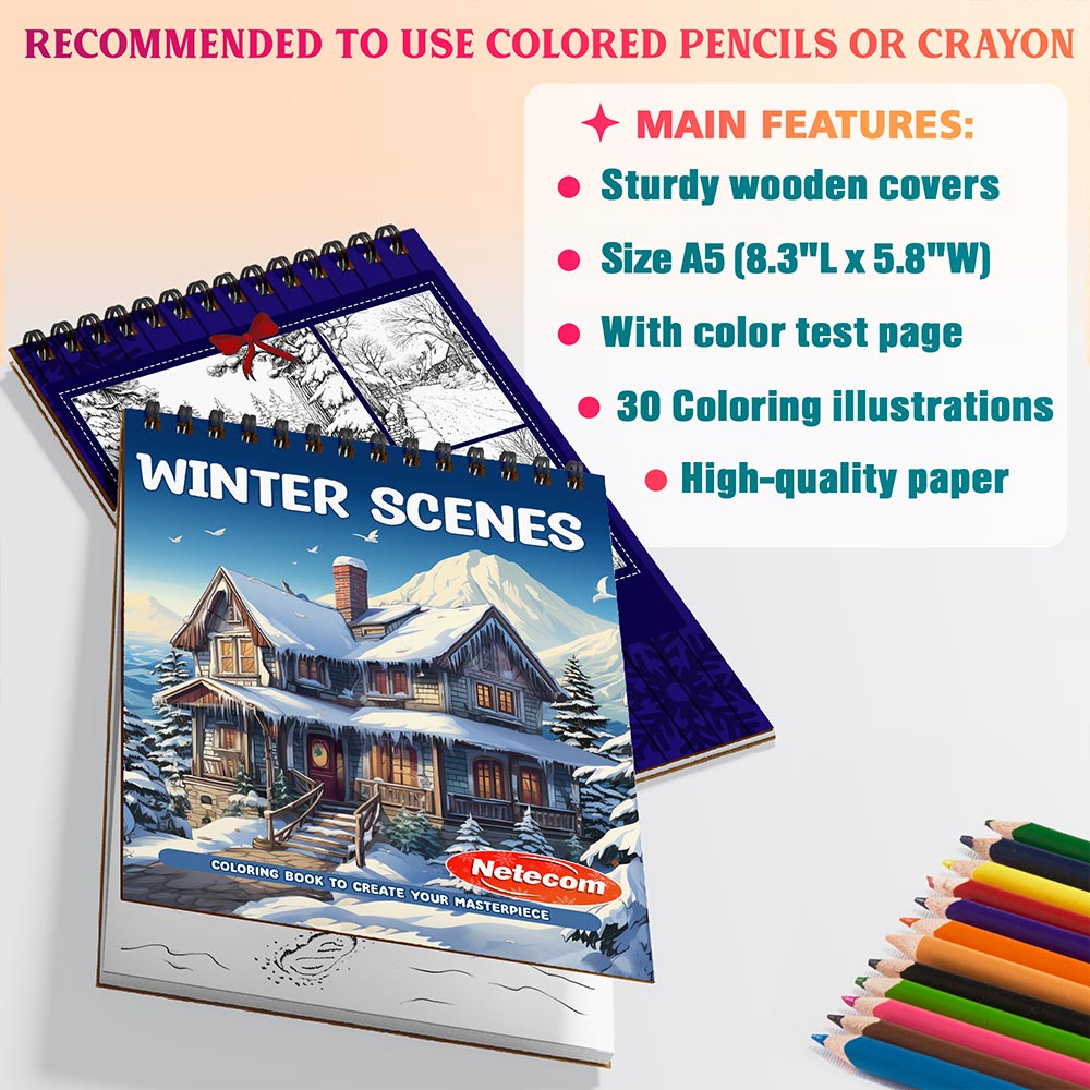 Netecom Winter Scenes Coloring Sheets For Adults