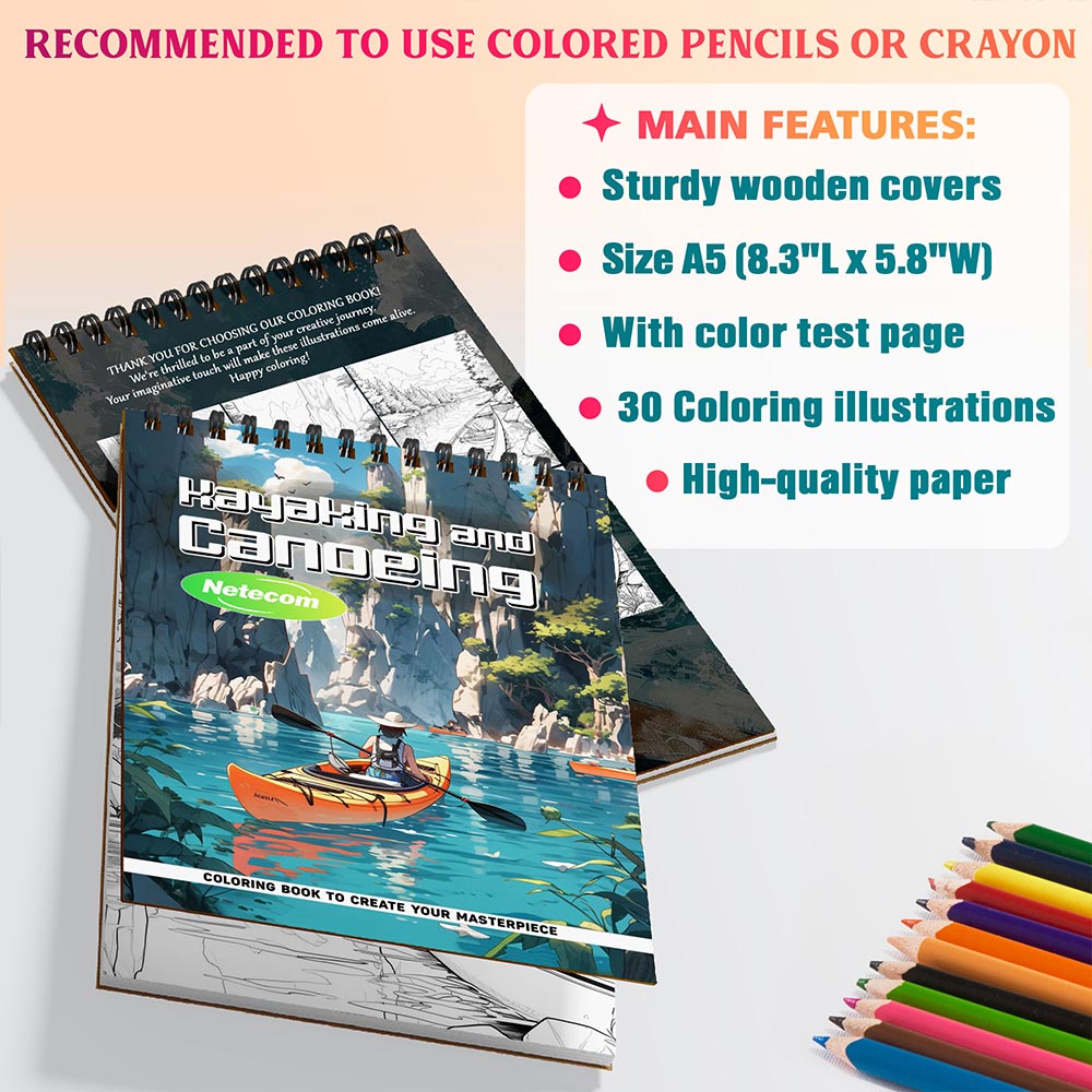 Kayaking and Canoeing Coloring Sheets For Adults