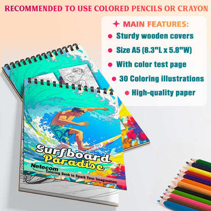Netecom Surfboard Paradise Coloring Sheets For Adults