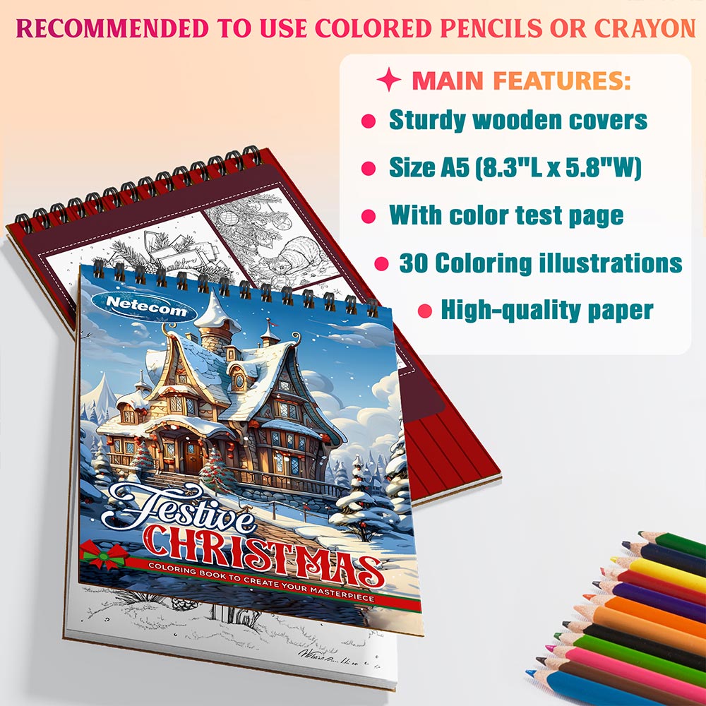 Netecom Festive Christmas Coloring Sheets For Adults