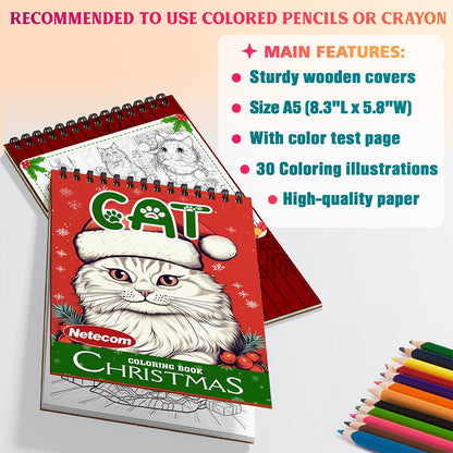 Netecom Christmas Cat Coloring Sheets For Adults