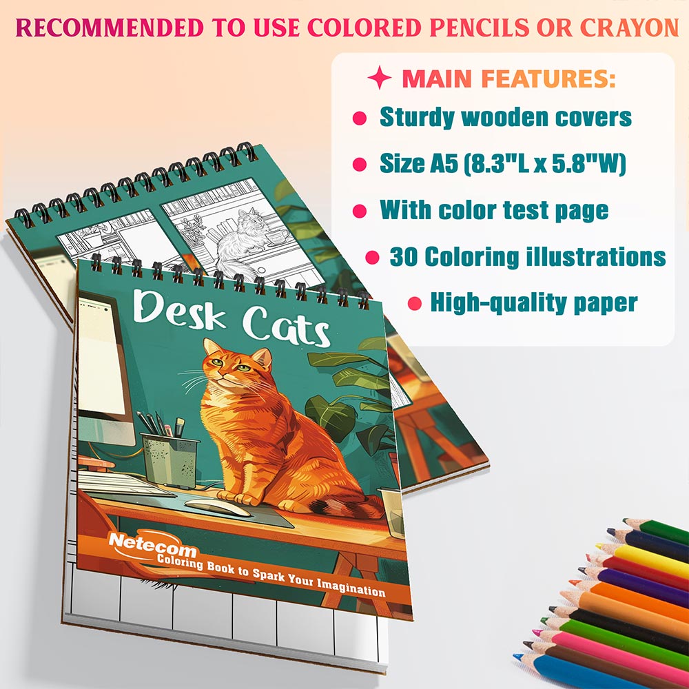 Netecom Desk Cats Coloring Sheets For Adults