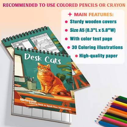 Netecom Desk Cats Coloring Sheets For Adults