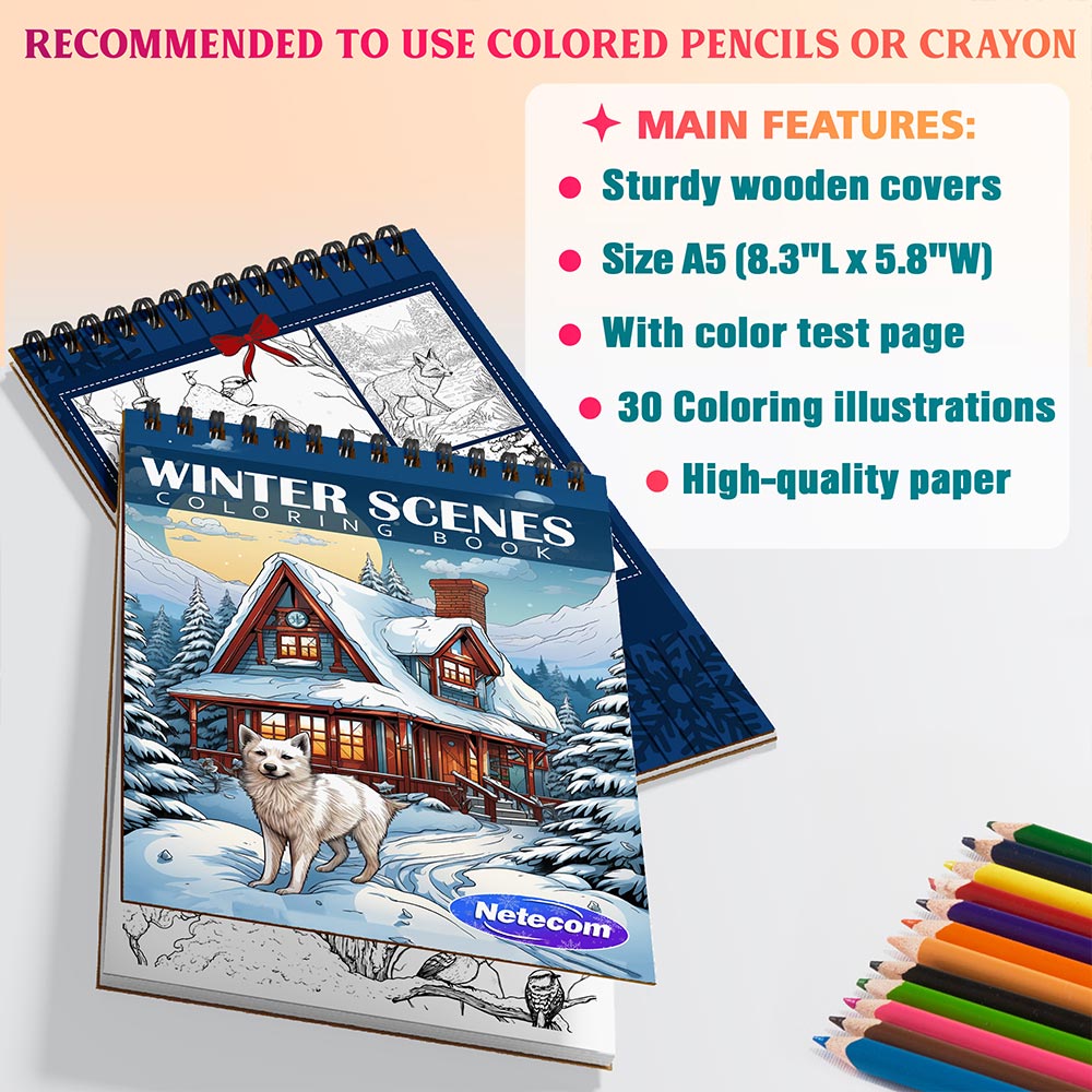 Netecom Winter Scenes Coloring Sheets For Adults