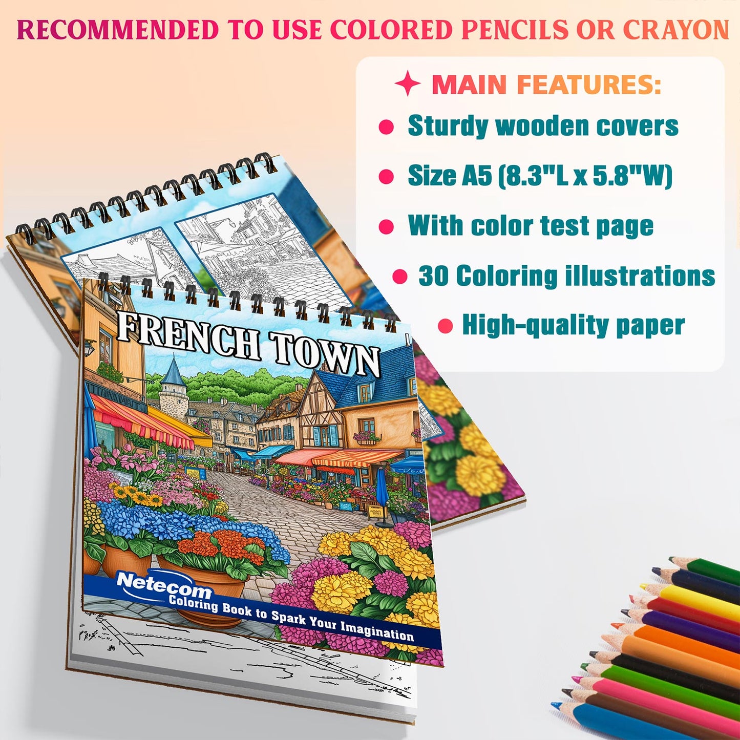 Netecom French Town Coloring Sheets For Adults
