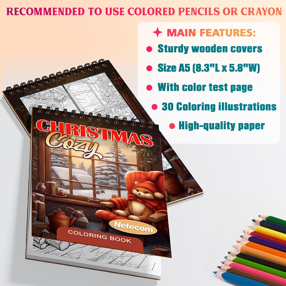 Netecom Christmas Cozy Coloring Sheets For Adults