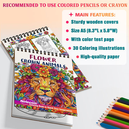 Netecom Flower Crown Animals Coloring Sheets For Adults