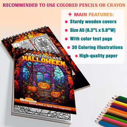 Netecom Stained Glass Halloween Coloring Sheets For Adults