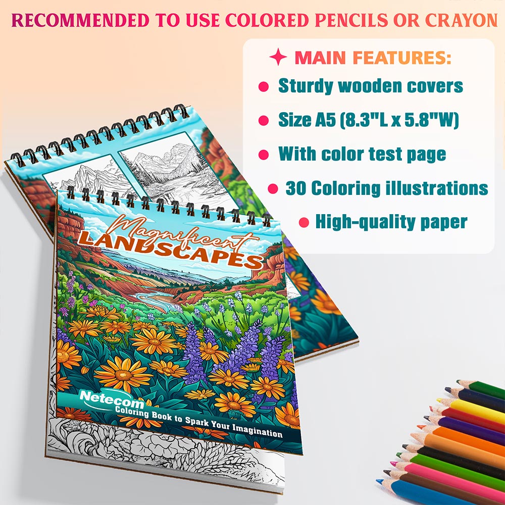 Netecom Magnificent Landscapes Coloring Sheets For Adults