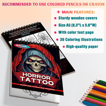 Netecom Horror Tattoo Coloring Sheets For Adults