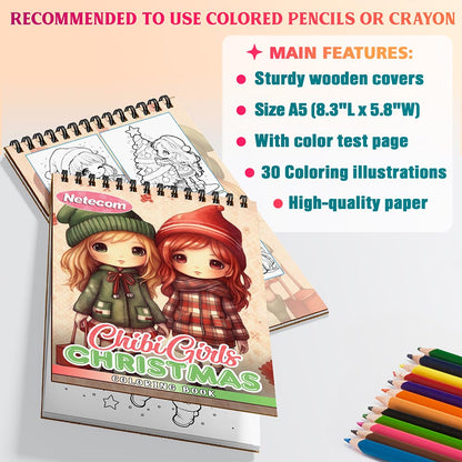 Chibi Girls Christmas Coloring Sheets For Adults