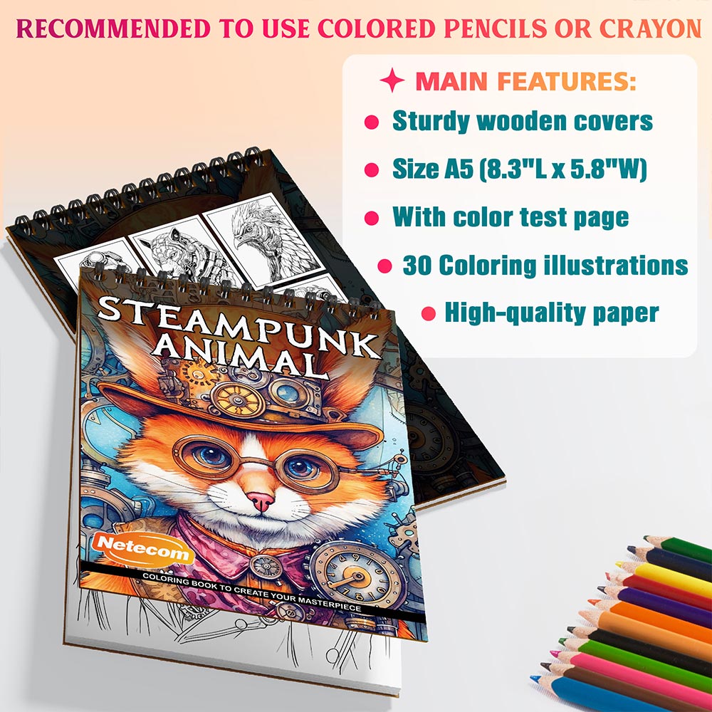 Netecom SteamPunk Animal Coloring Sheets For Adults