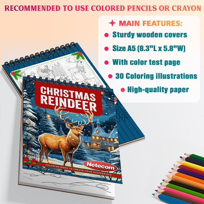 Netecom Christmas Reindeer Coloring Sheets For Adults