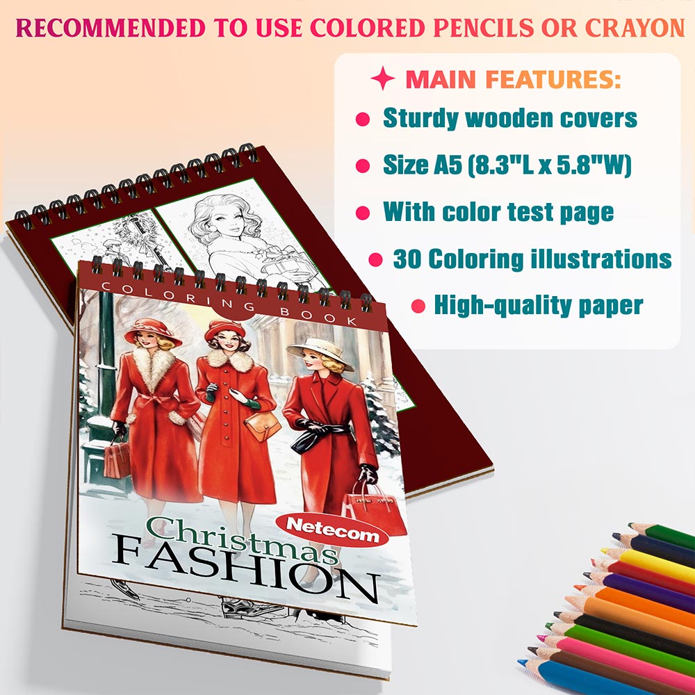 Netecom Christmas Fashion Coloring Sheets For Adults