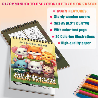 Netecom Cute Animals and Their Friends Coloring Sheets For Adults