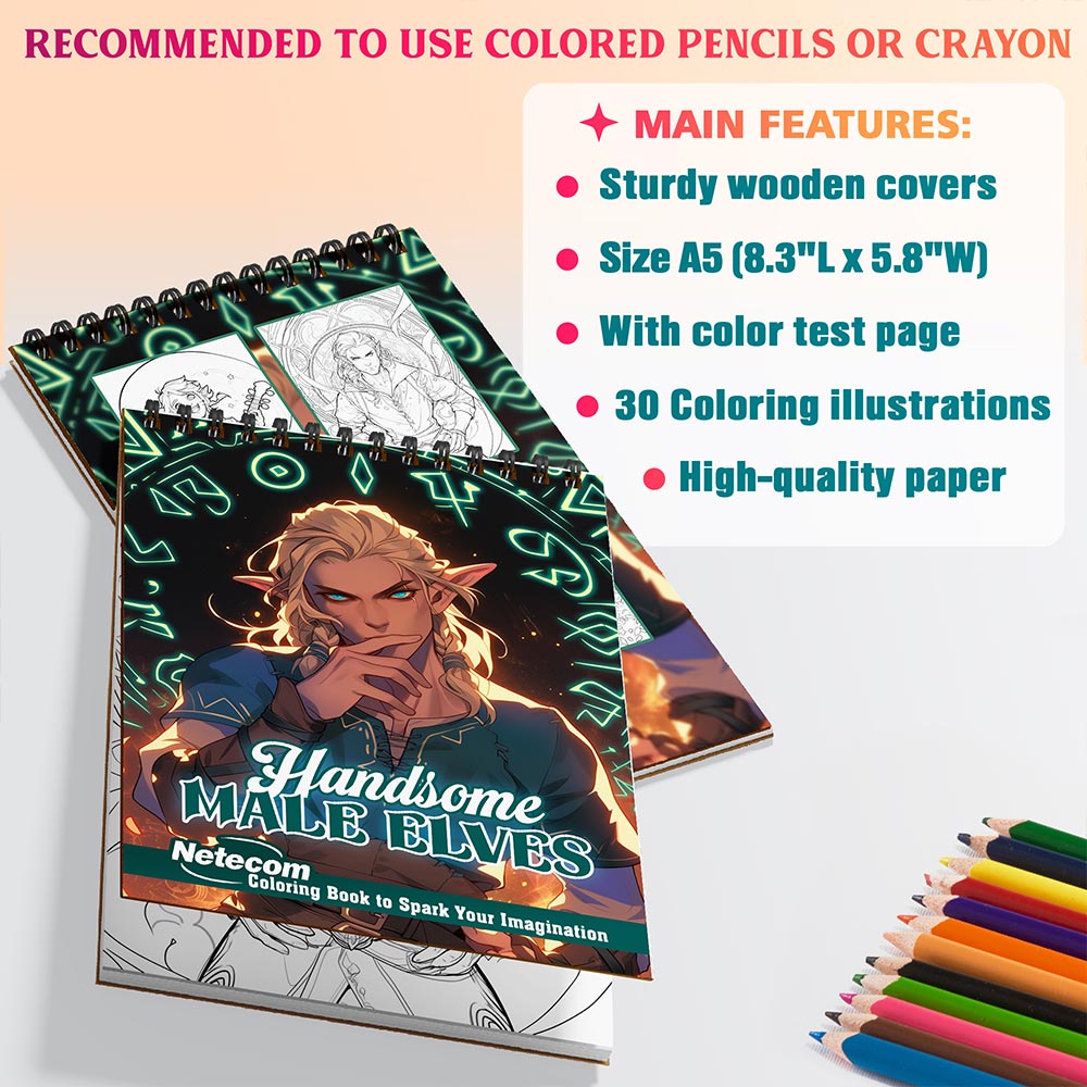 Netecom Handsome Male Elves Coloring Sheets For Adults