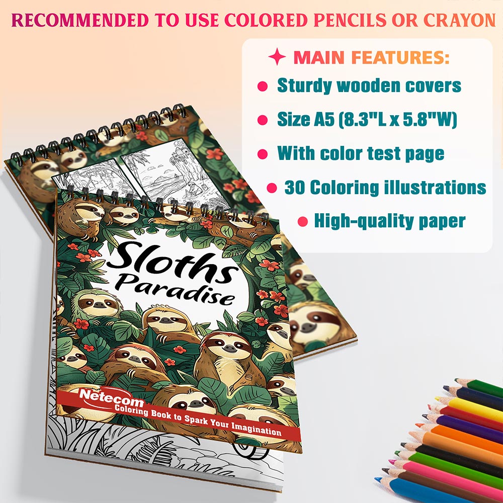 Netecom Sloth Paradise Coloring Sheets For Adults