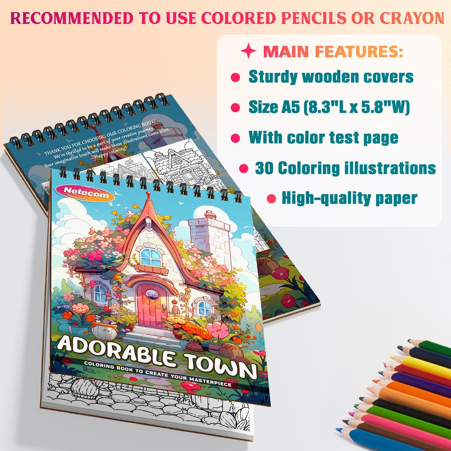 Netecom Adorable Town Coloring Sheets For Adults