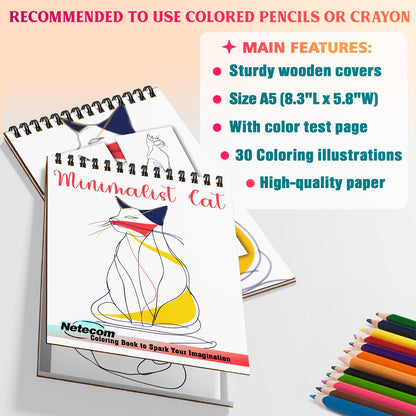 Netecom Minimalist Cat Coloring Sheets For Adults