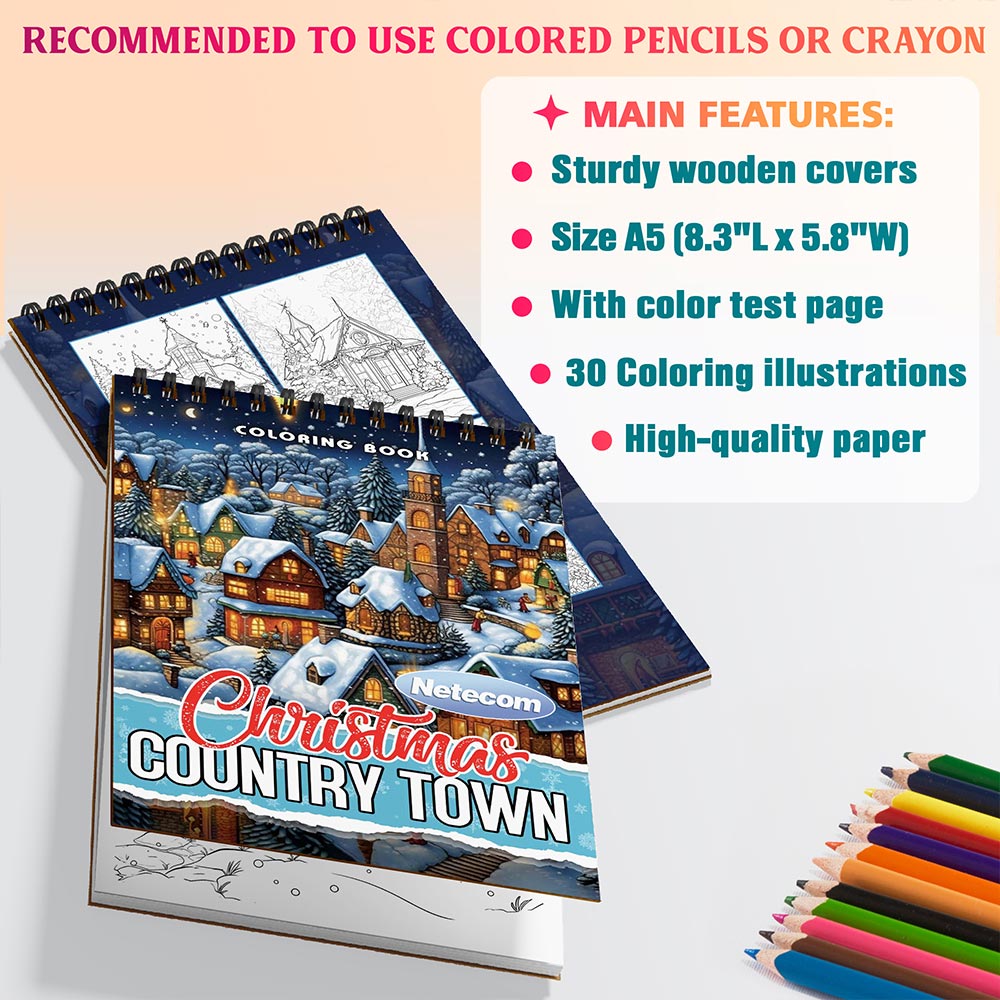 Netecom Christmas Country Town Coloring Sheets For Adults