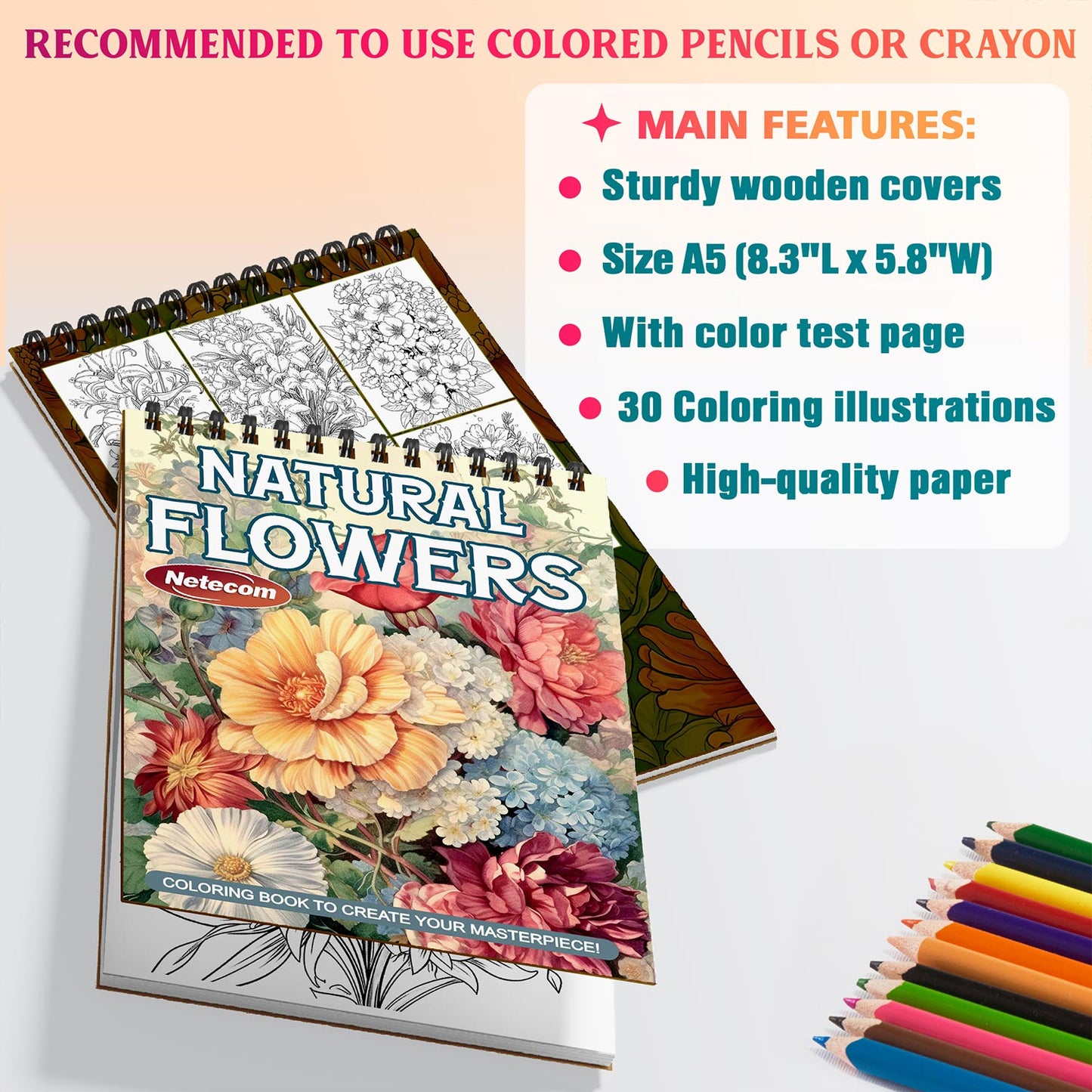 Netecom Natural Flowers Coloring Sheets For Adults