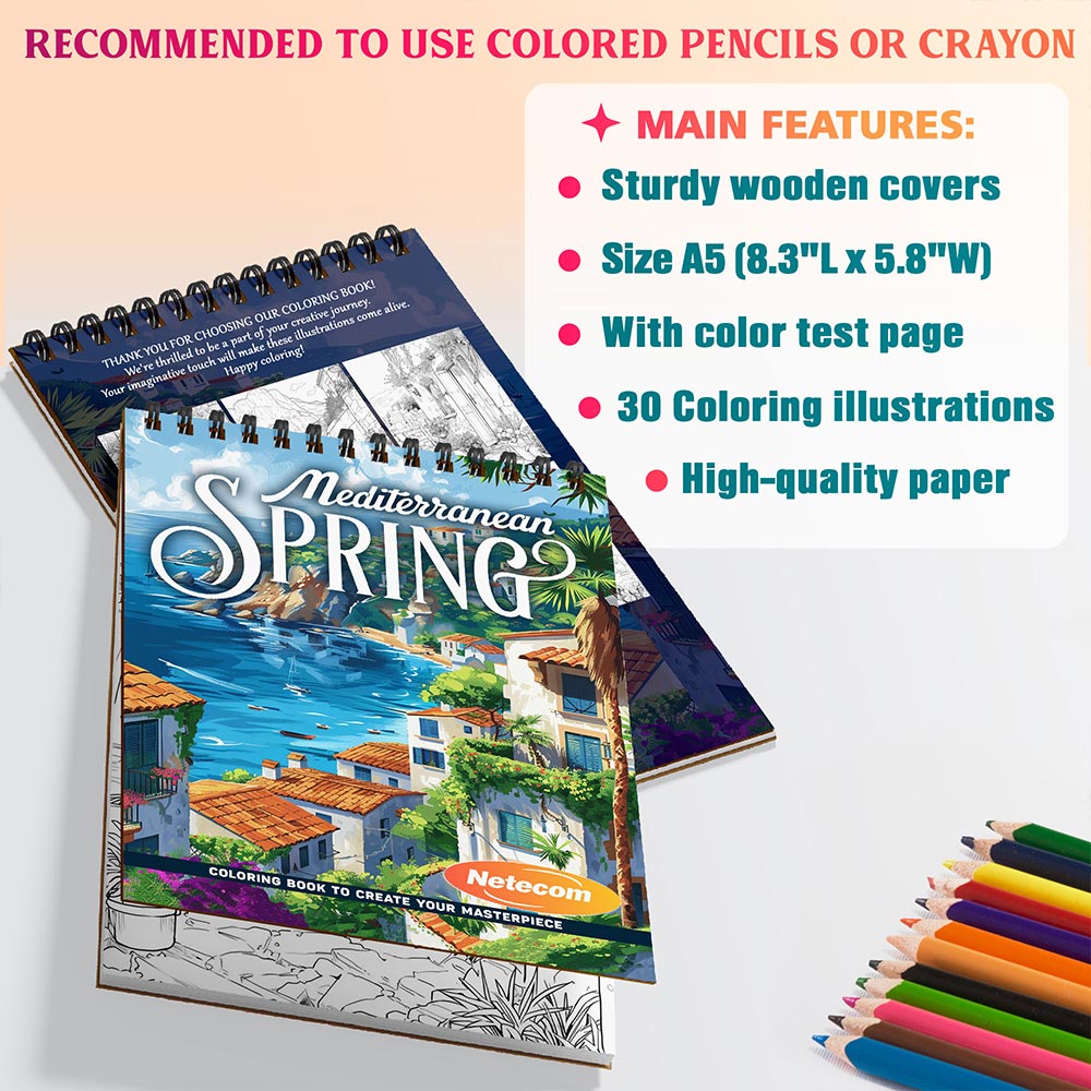 Mediterranean Spring Coloring Sheets For Adults