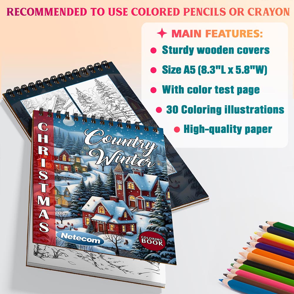 Netecom Christmas Country Winter Coloring Sheets For Adults