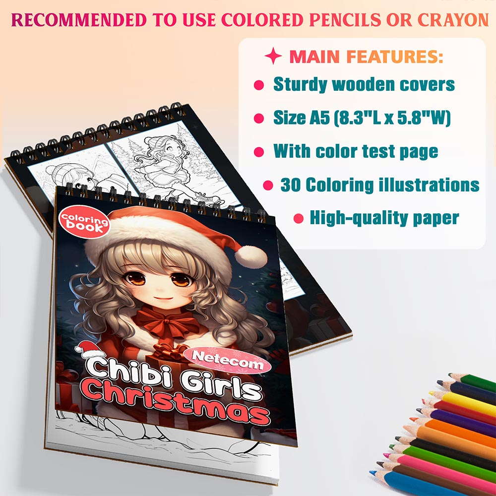 Chibi Girls Christmas Coloring Sheets For Adults
