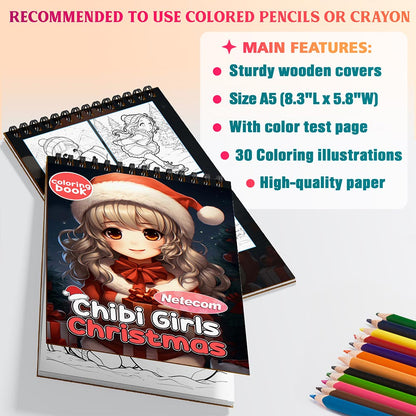 Chibi Girls Christmas Coloring Sheets For Adults