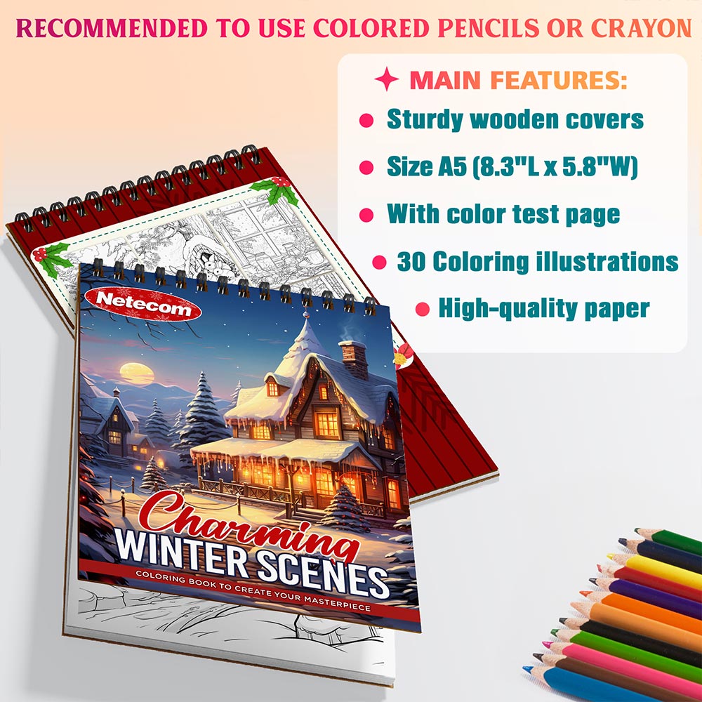 Charming Wintertime Scenes Coloring Sheets For Adults