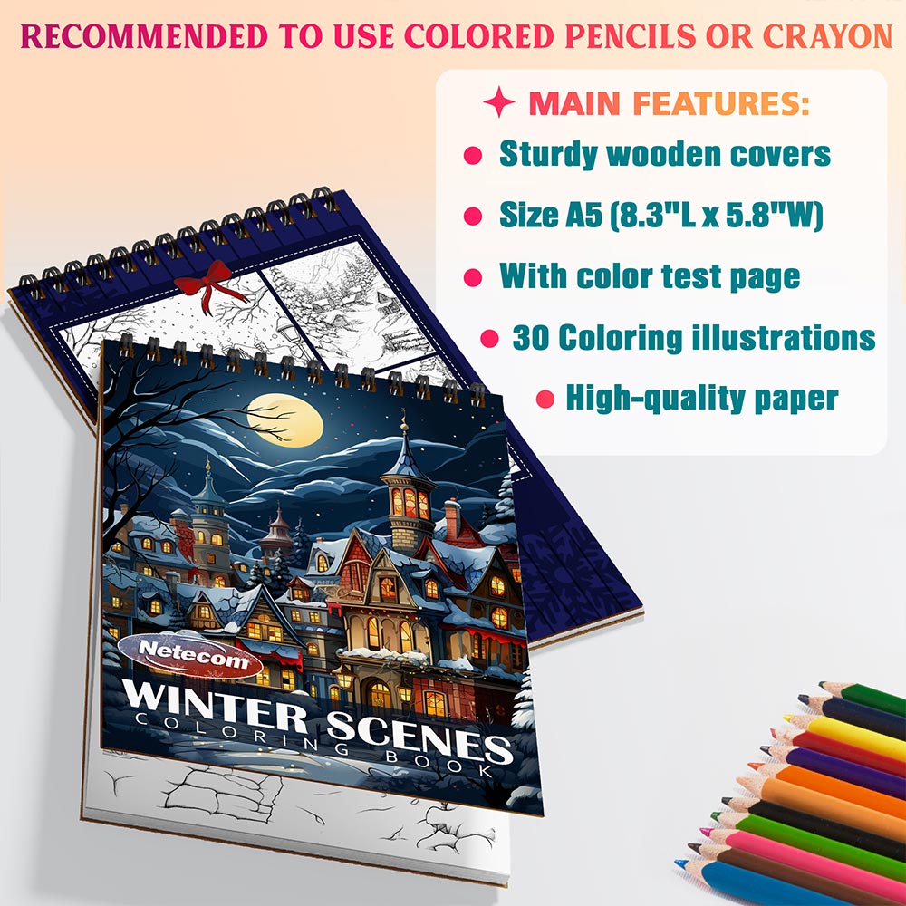 Netecom Winter Scenes Coloring Sheets For Adults