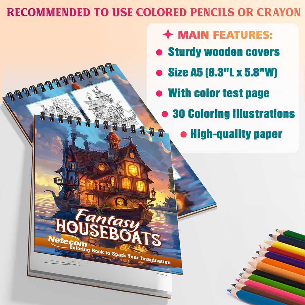 Netecom Fantasy Houseboats Coloring Sheets For Adults