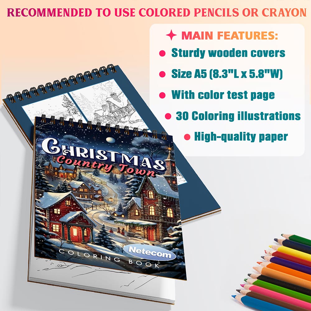 Netecom Christmas Country Town Coloring Sheets For Adults