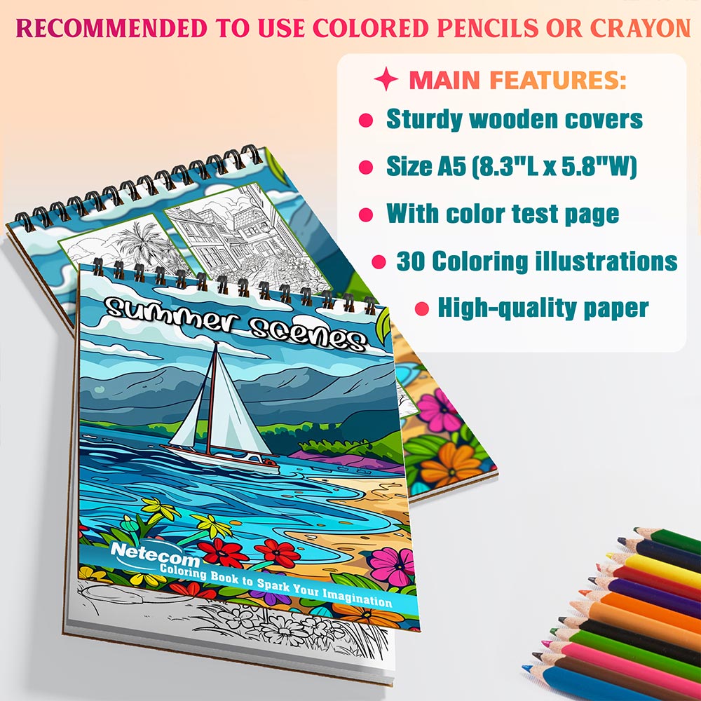 Netecom Summer Scenes Coloring Sheets For Adults