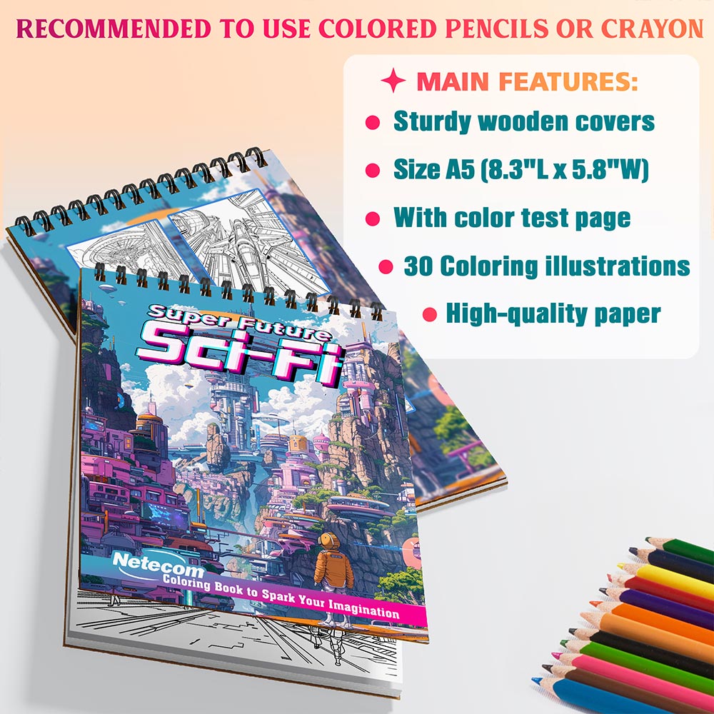 Netecom Super Future Sci-Fi Coloring Sheets For Adults