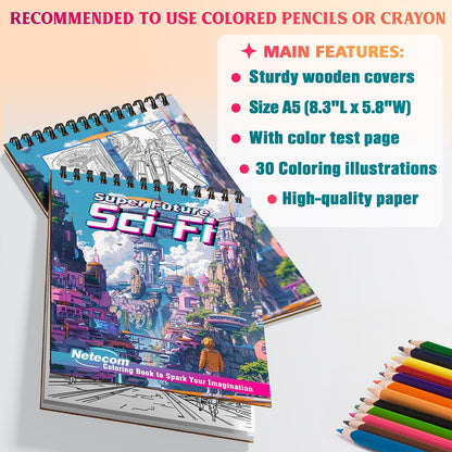 Netecom Super Future Sci-Fi Coloring Sheets For Adults